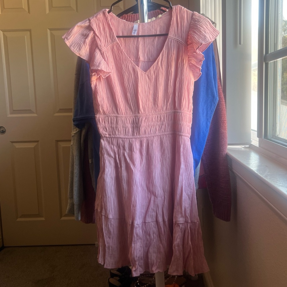 Daisies Pink V-Neck Dress